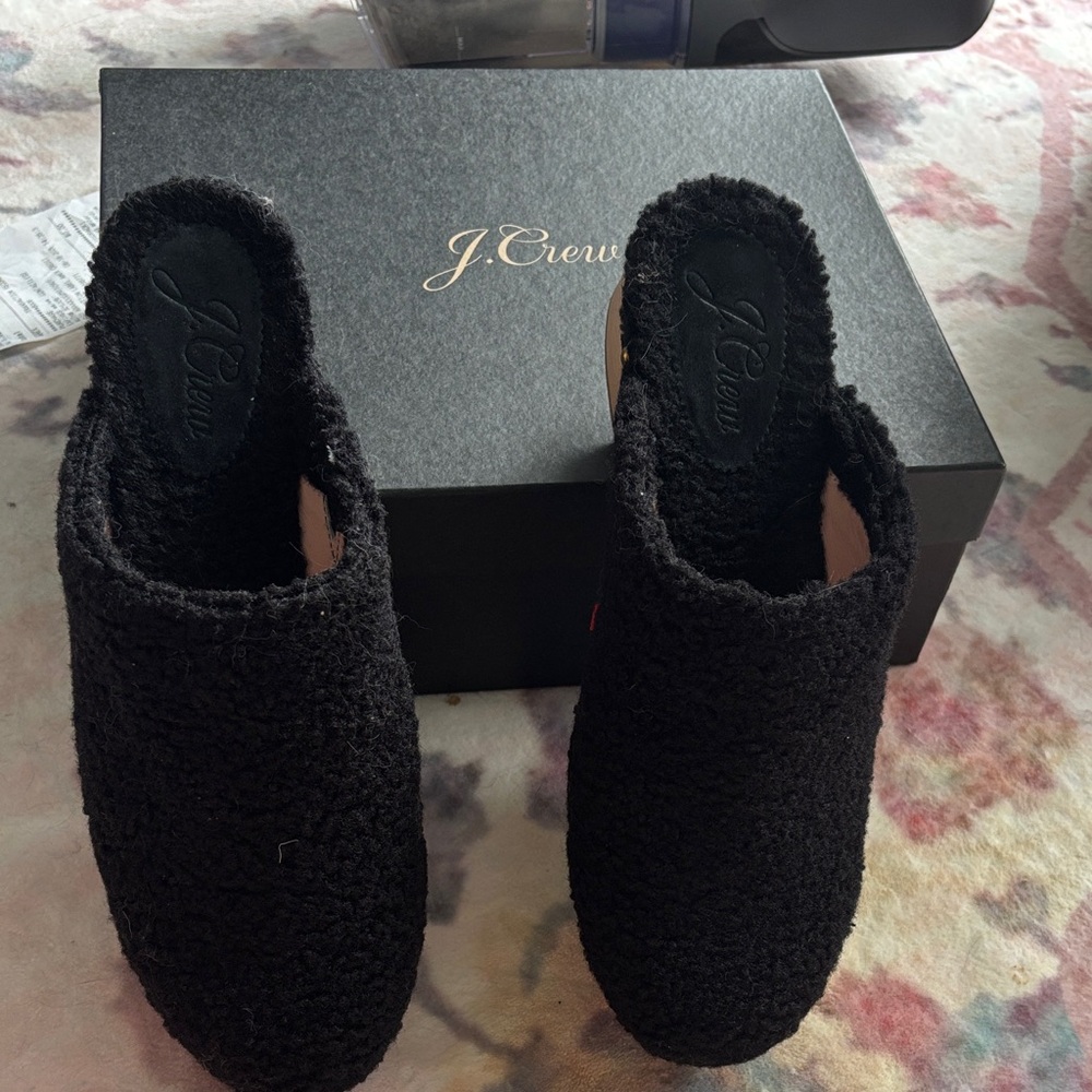 J. Crew Black Bouclé Clogs Size 9. Worn Twice